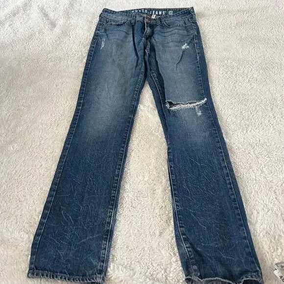 Guess Jeans Womens VTG Sz 30x 32 Blue Denim Brit Rocker Slim Straight Basic Jean - Picture 2 of 7
